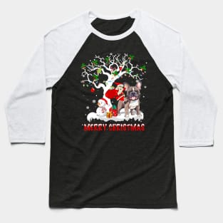 Christmas French Bulldog On Tree Santa French Bulldog Dog Baseball T-Shirt